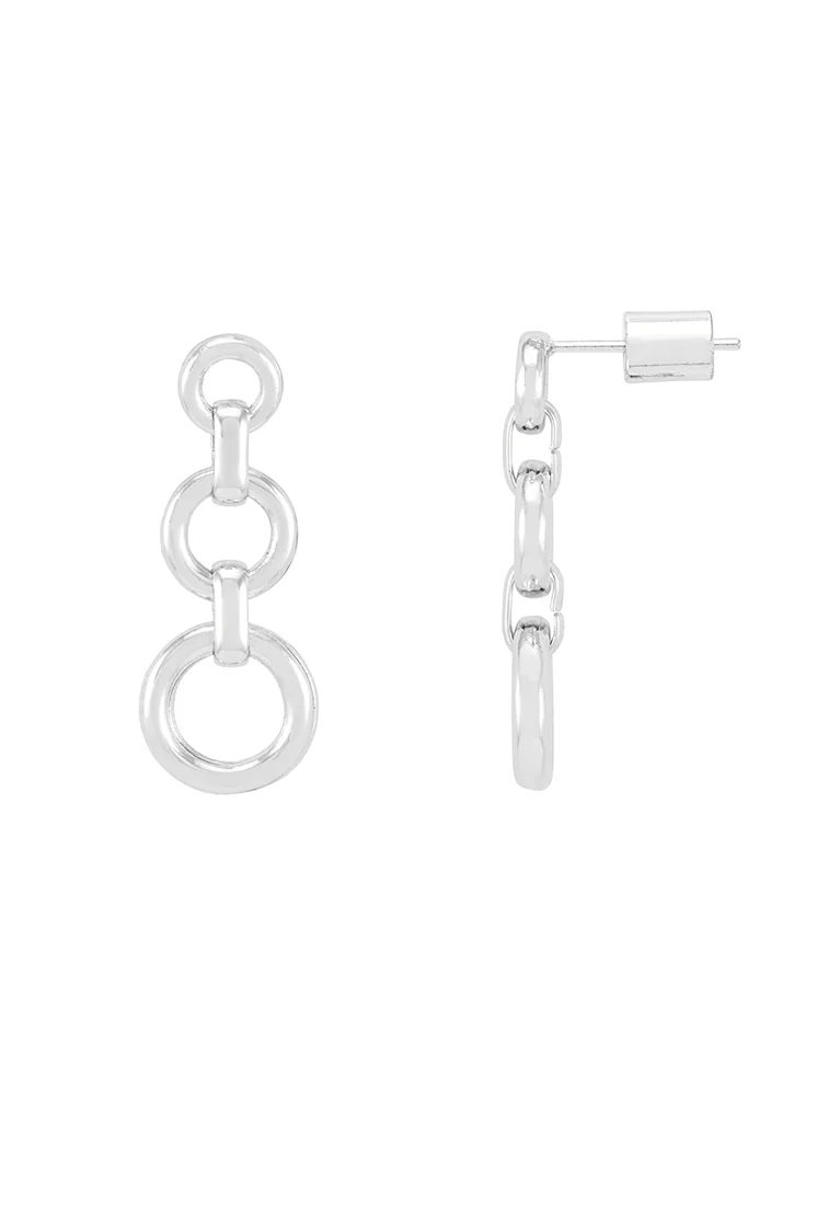 Graduated Round Link Drop Earrings - Image 3