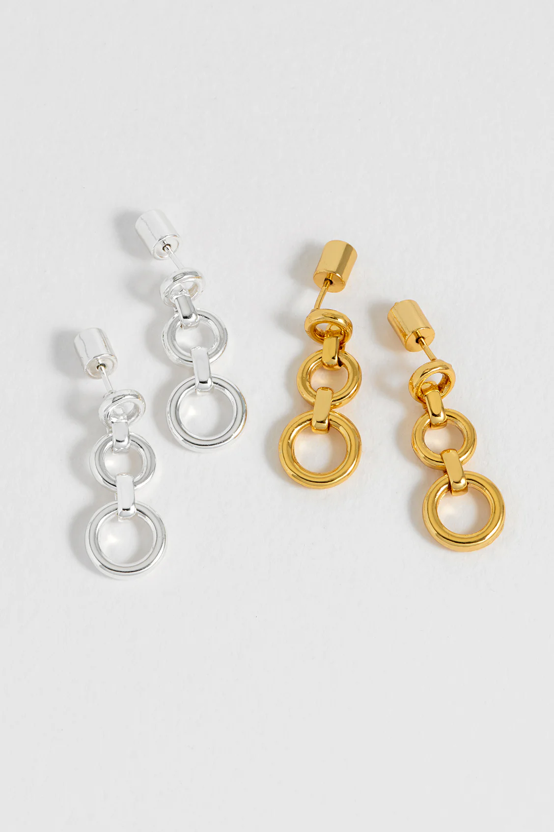 Graduated Round Link Drop Earrings - Image 5