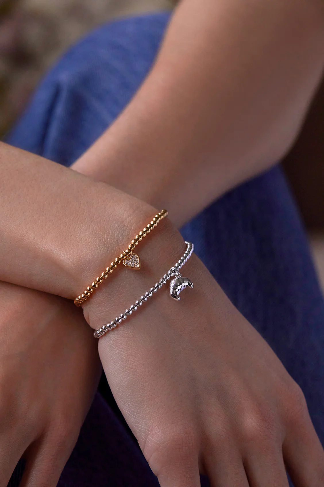 Sienna Beaded Croissant Charm Bracelet - Image 2