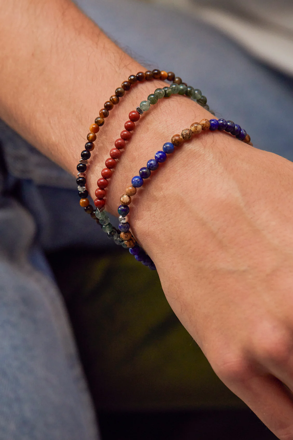 Men's Gemstone Beaded Bracelet - Image 2