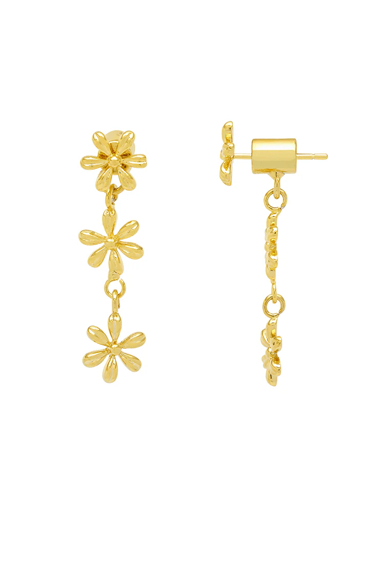 Trio Flower Drop Earrings - Image 3