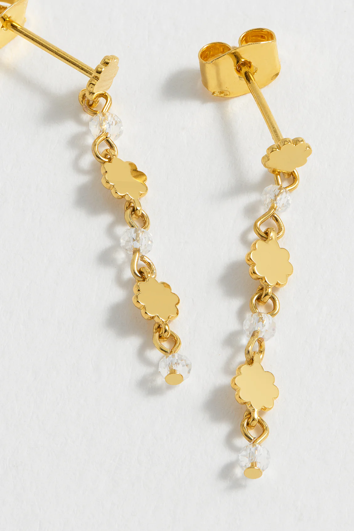 Triple Flower Crystal Drop Earrings - Image 4