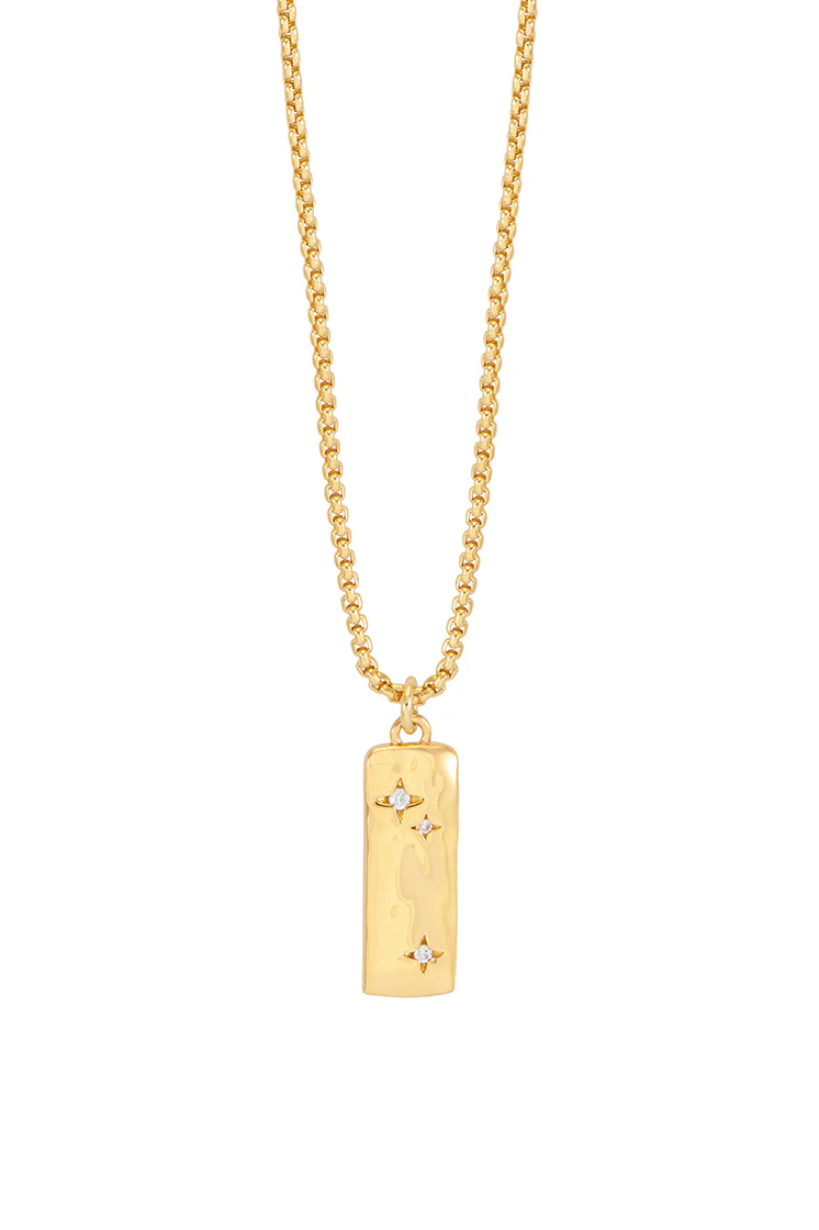 CZ Star Molten Tablet Pendant Necklace - Image 3