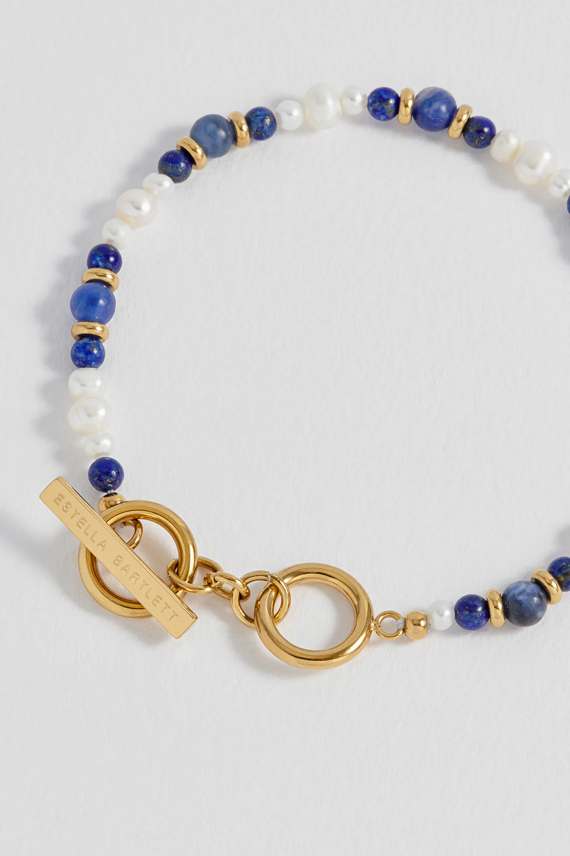 Lapis Lazuli and Pearl Beaded T-Bar Bracelet - Image 5