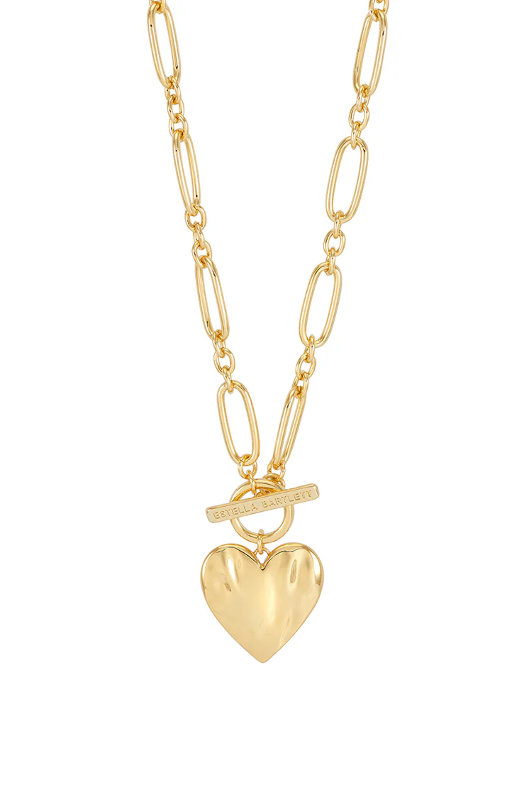 Oversized Molten Heart T-Bar Necklace - Image 3