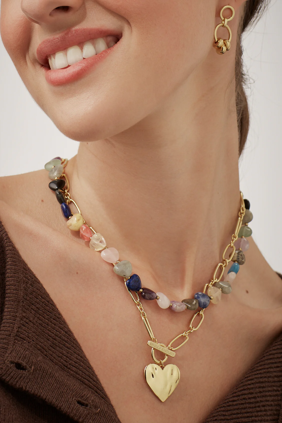 Oversized Molten Heart T-Bar Necklace - Image 5
