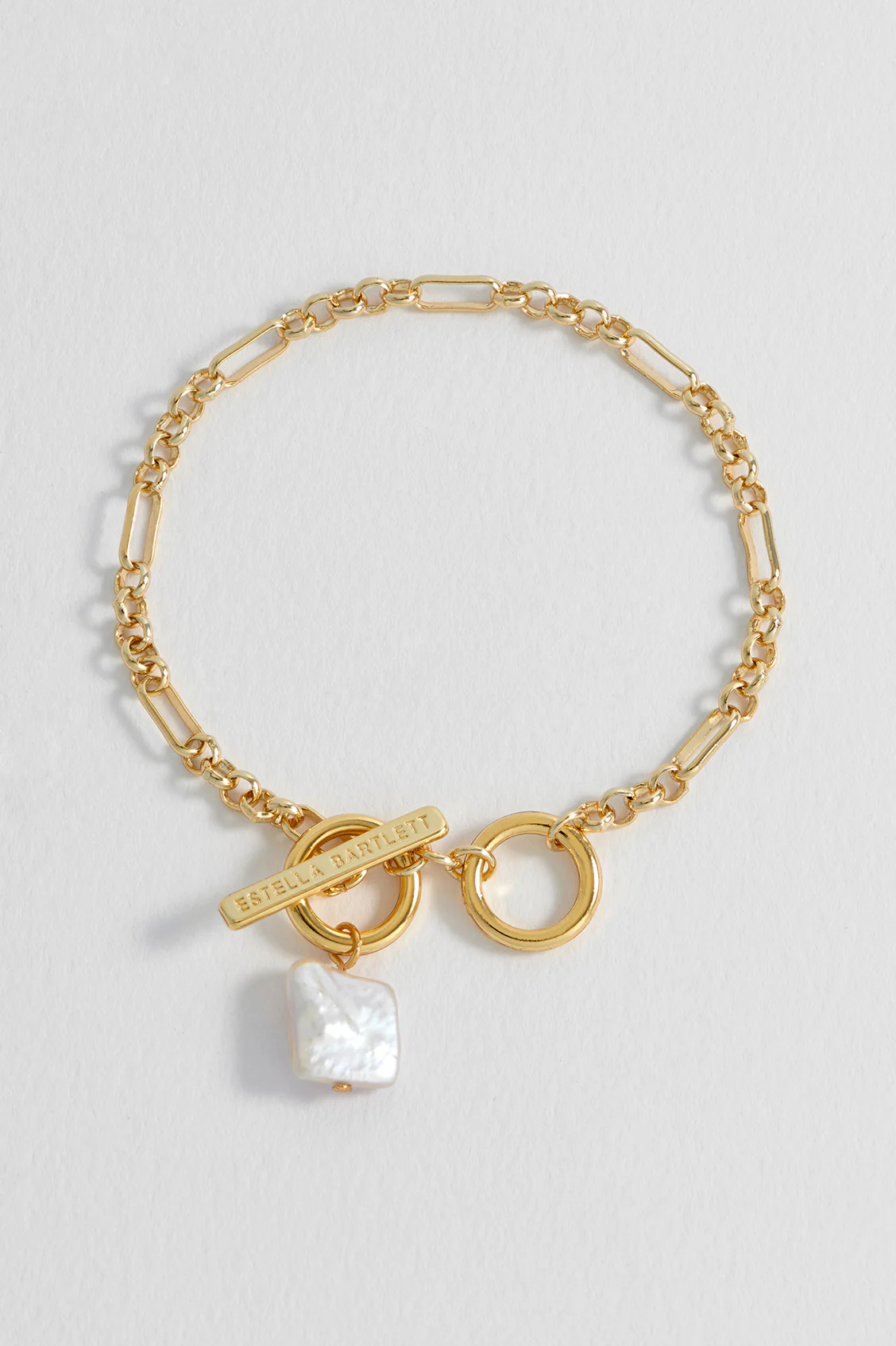 Square Baroque Pearl T-Bar Bracelet
