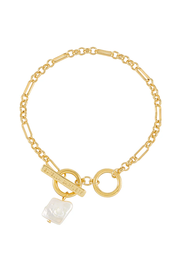 Square Baroque Pearl T-Bar Bracelet - Image 3