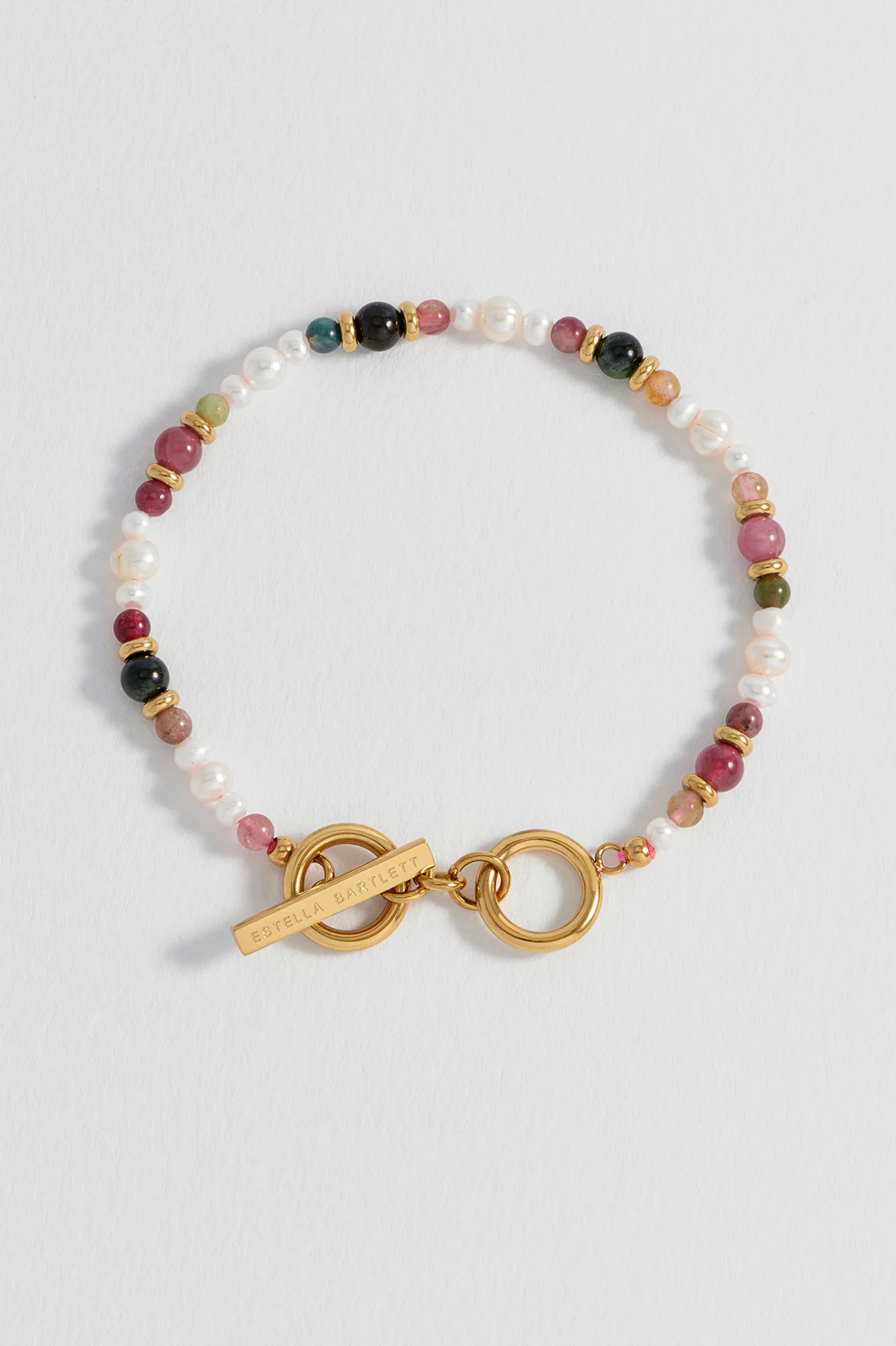 Tourmaline and Pearl Beaded T-Bar Bracelet