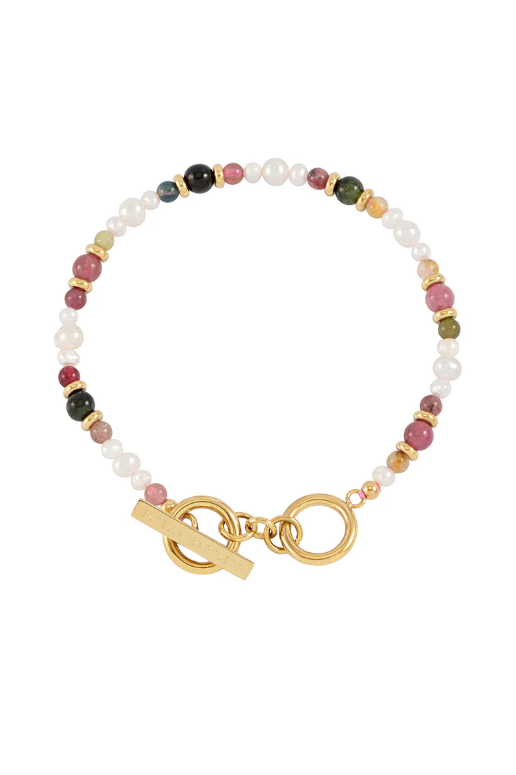Tourmaline and Pearl Beaded T-Bar Bracelet - Image 3