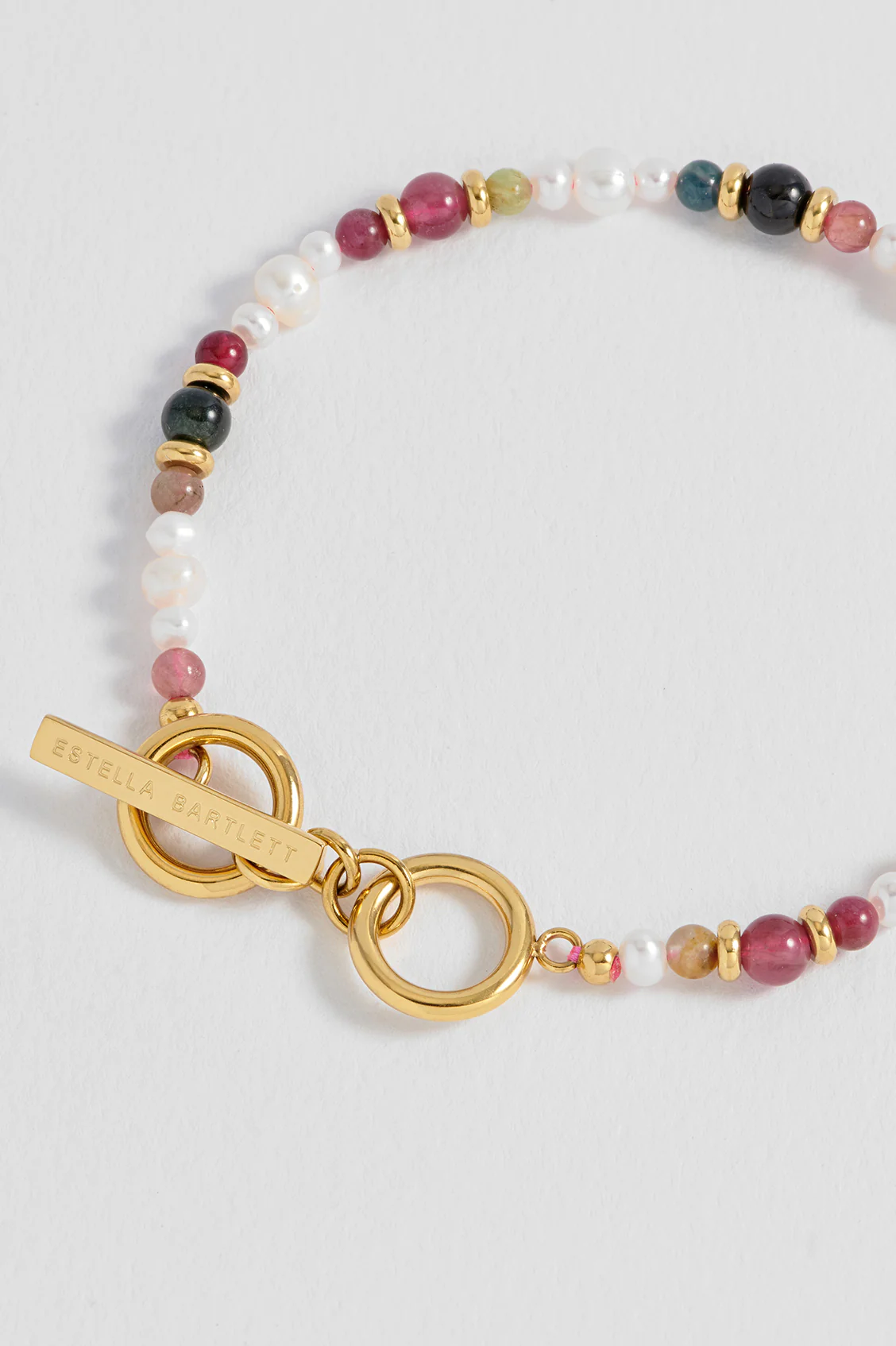 Tourmaline and Pearl Beaded T-Bar Bracelet - Image 4