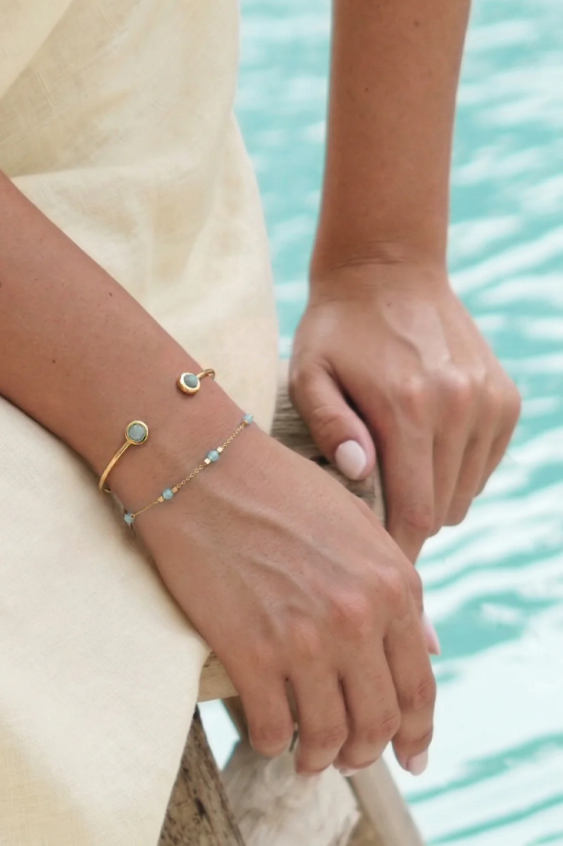 Wellness Amazonite Beaded Chain Bracelet - Image 2