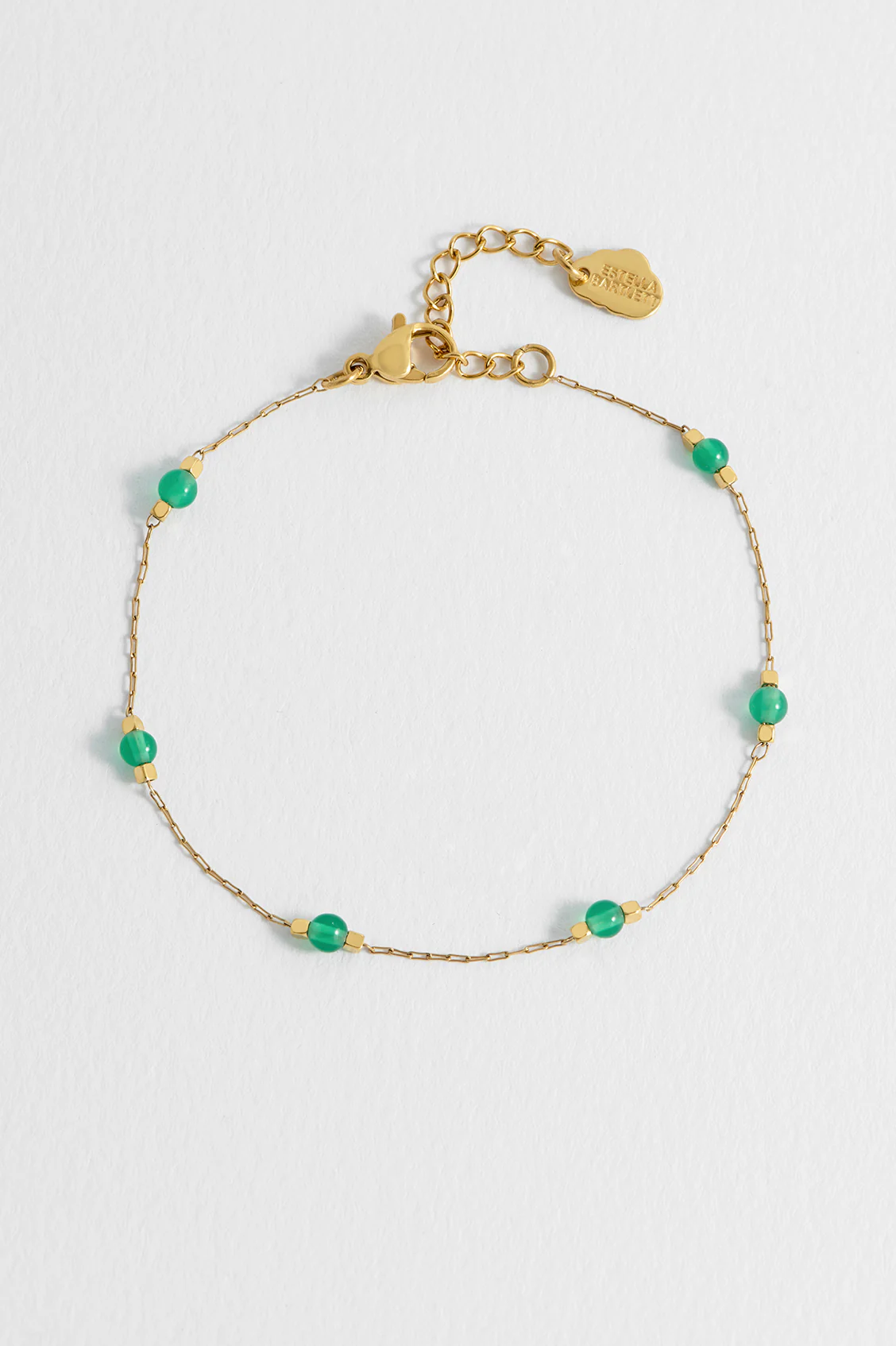 Wellness Green Agate Beaded Chain Bracelet - Image 4