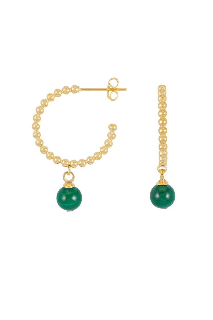 Wellness Malachite Drop Hoops - Image 3