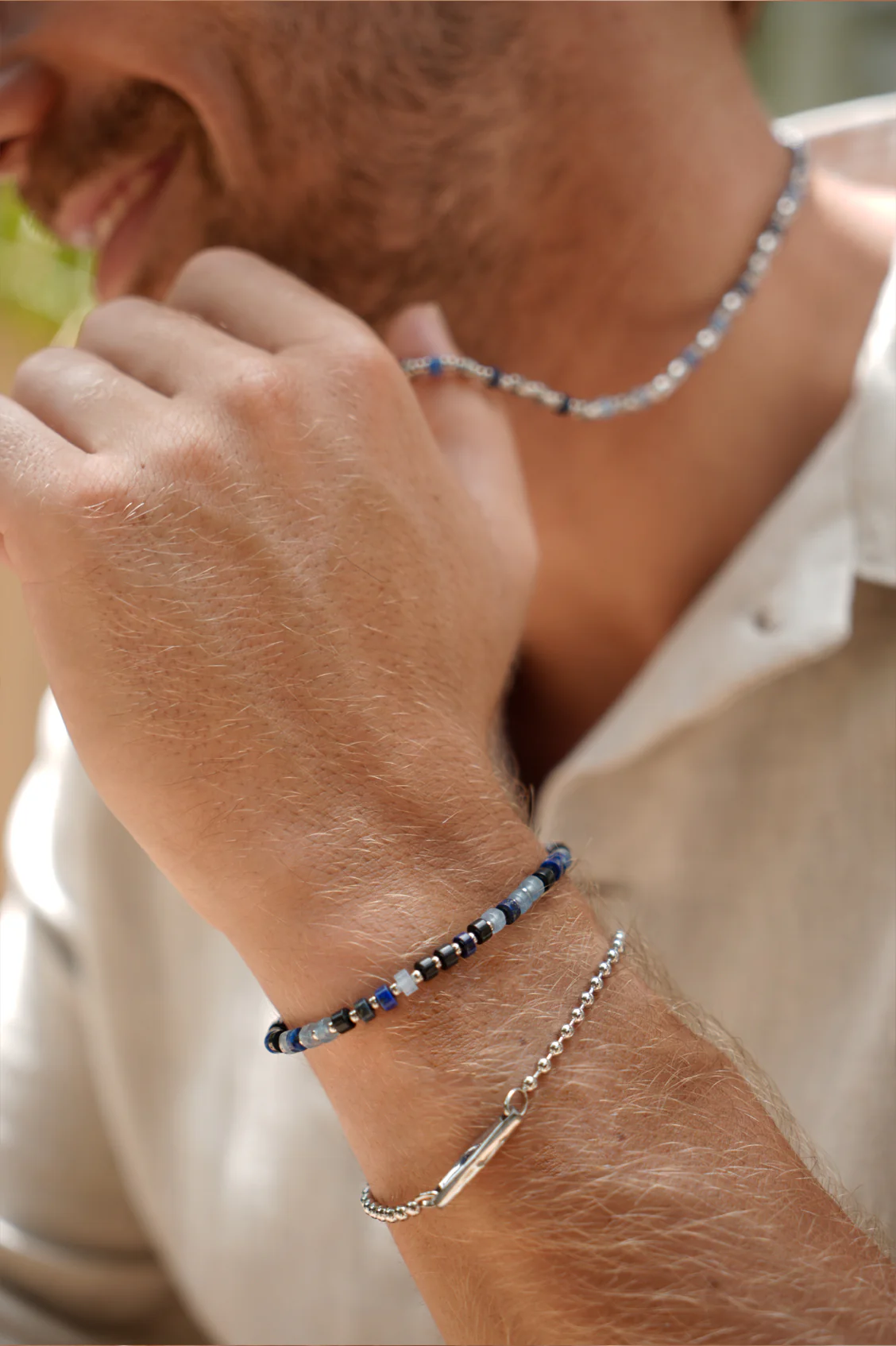 Men's Faceted Tag Ball Chain Bracelet - Image 2