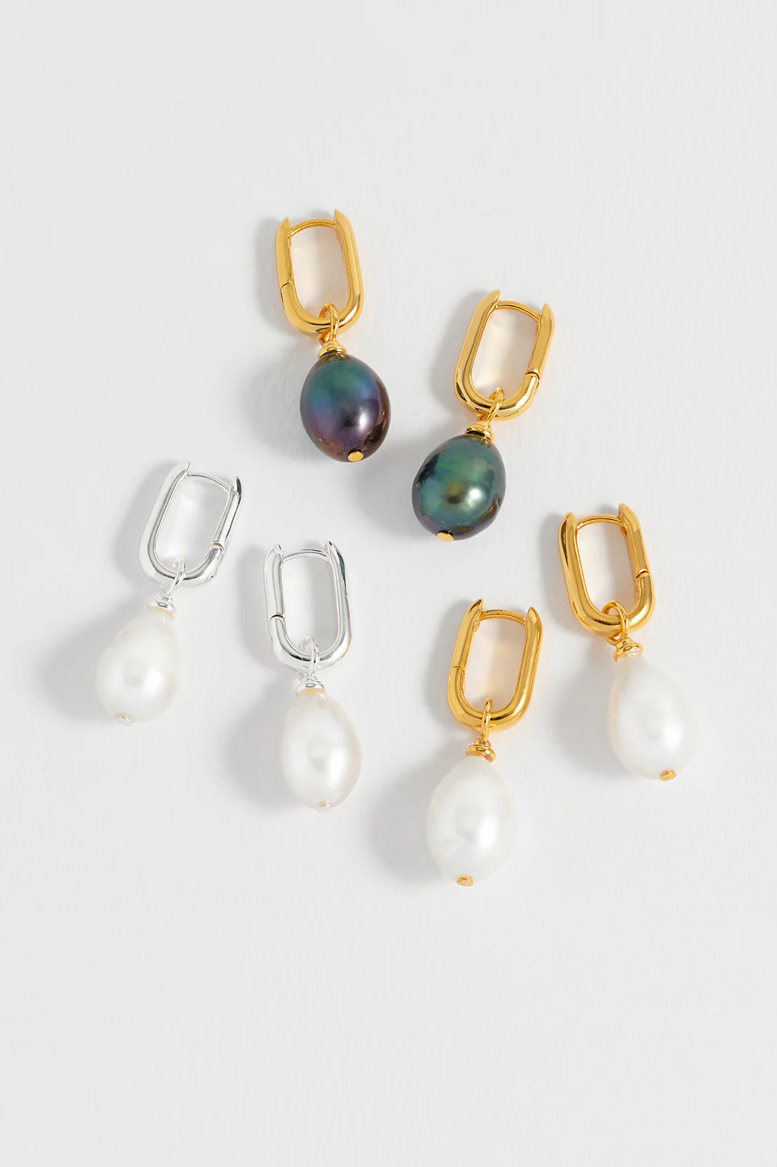 Blue Pearl Drop Hoop Earrings - Image 5