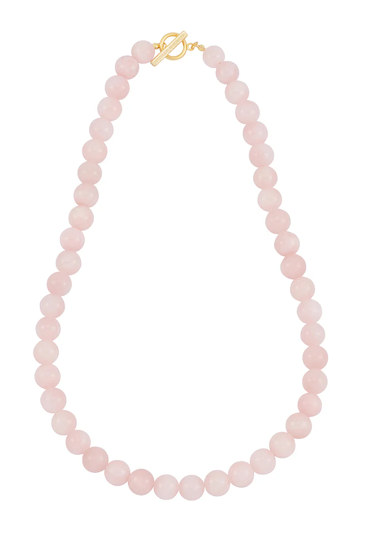 Chunky Rose Quartz T-Bar Necklace - Image 3