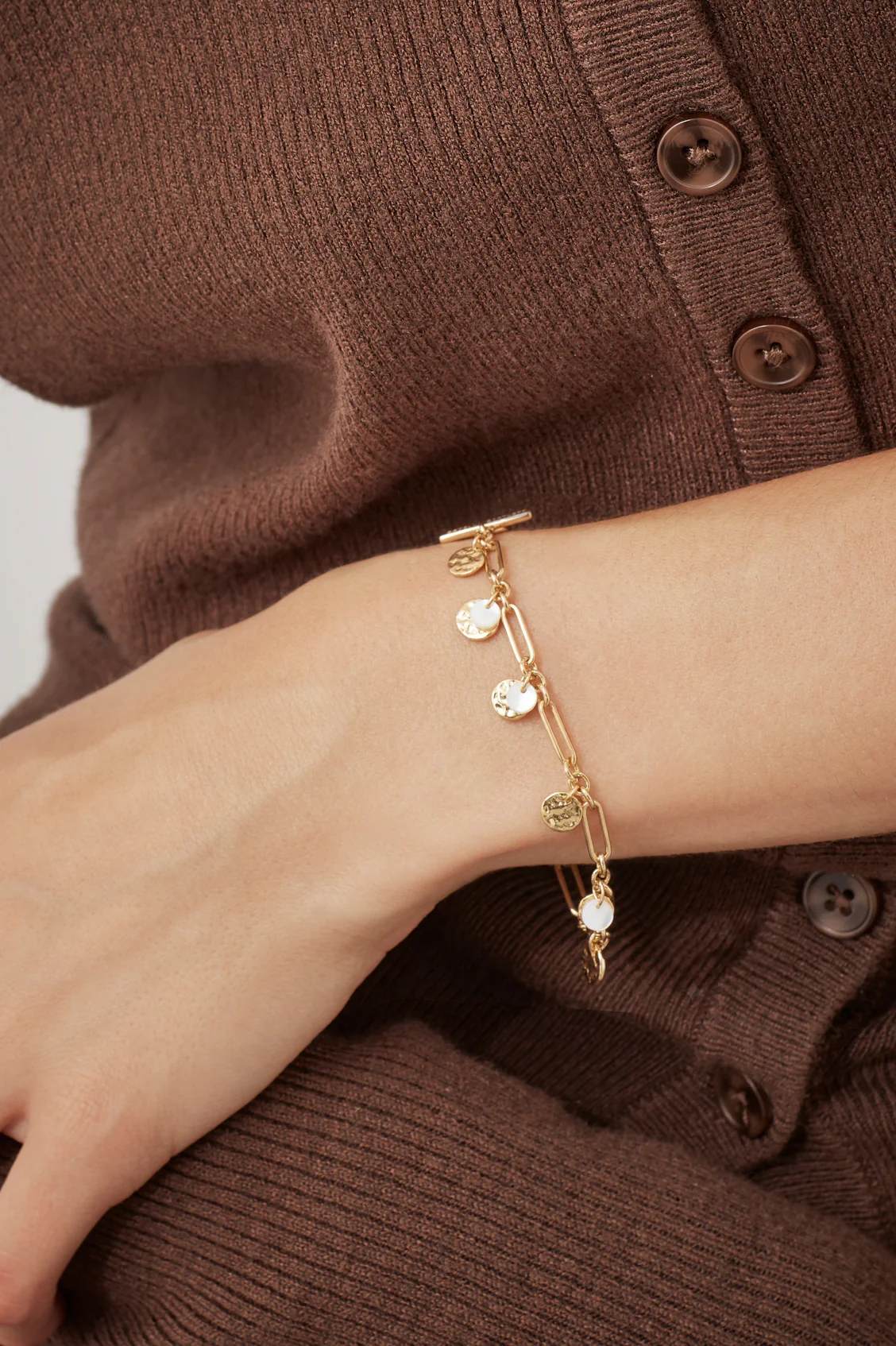 Coin and Pearl Charm Bracelet - Image 2