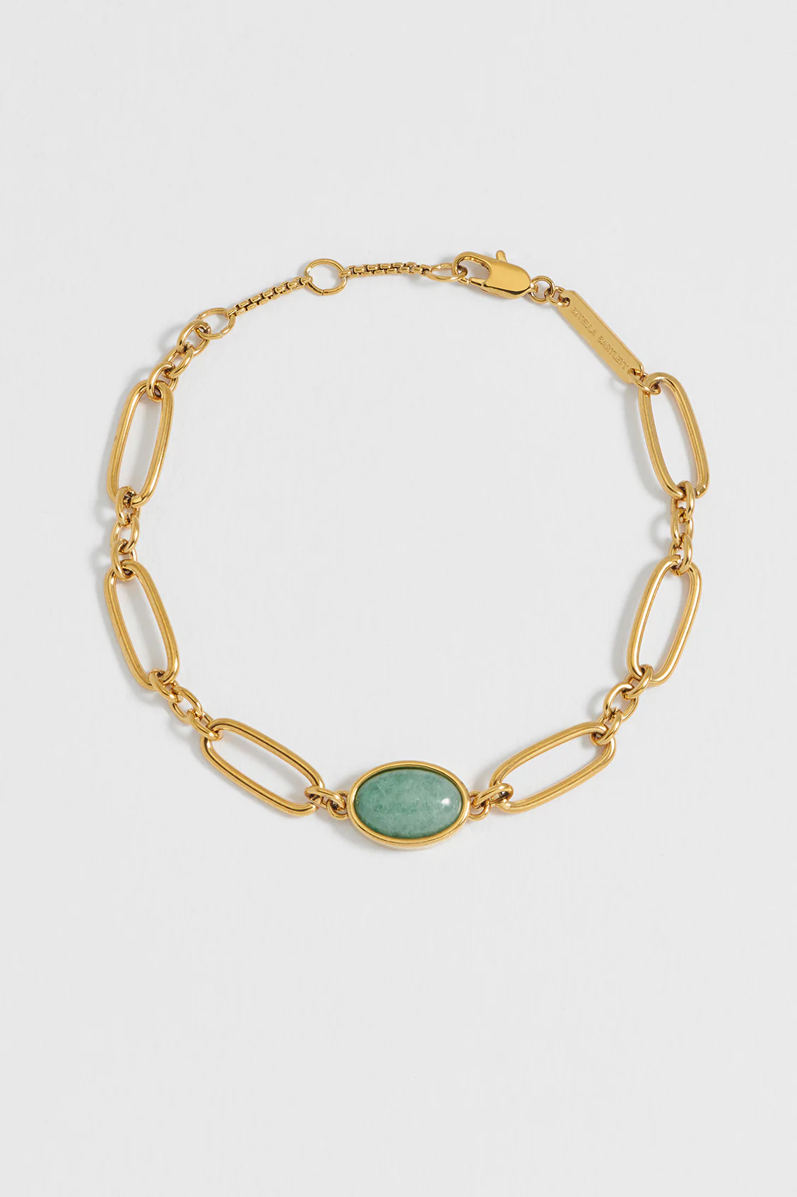 Green Aventurine Cabochon Chain Bracelet