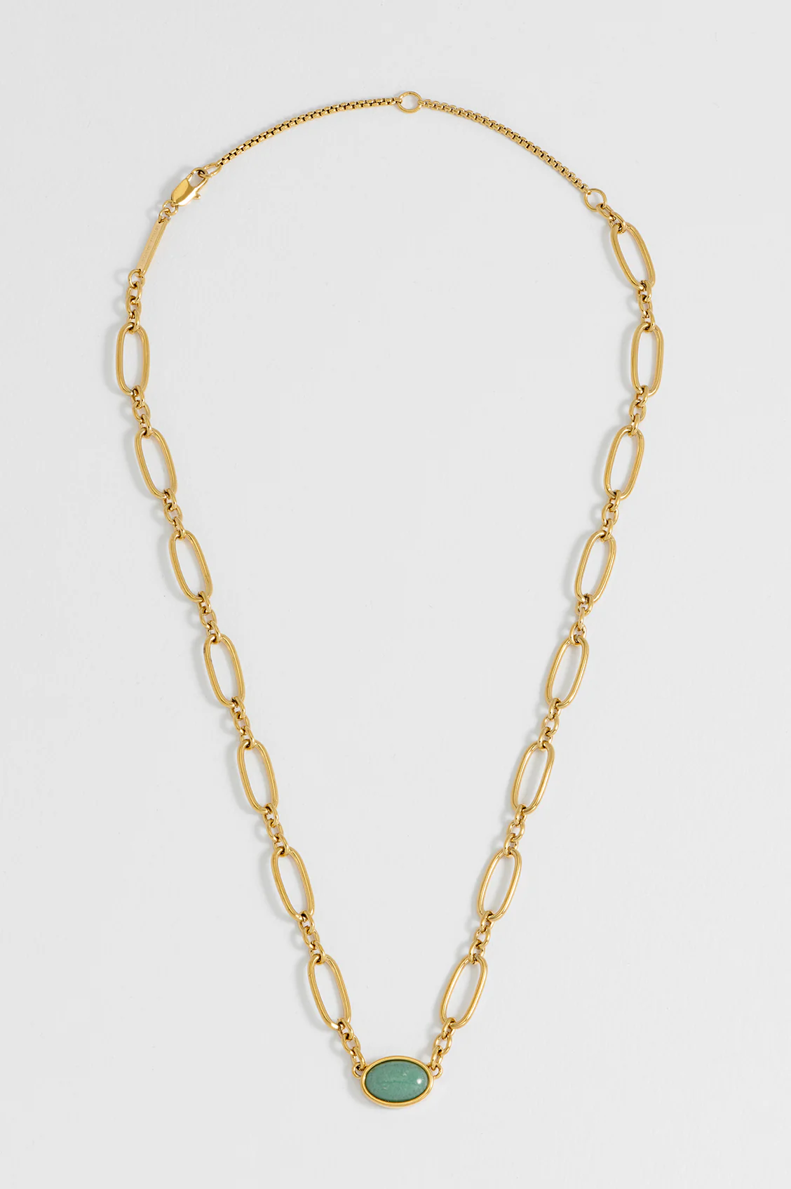 Green Aventurine Cabochon Chain Necklace