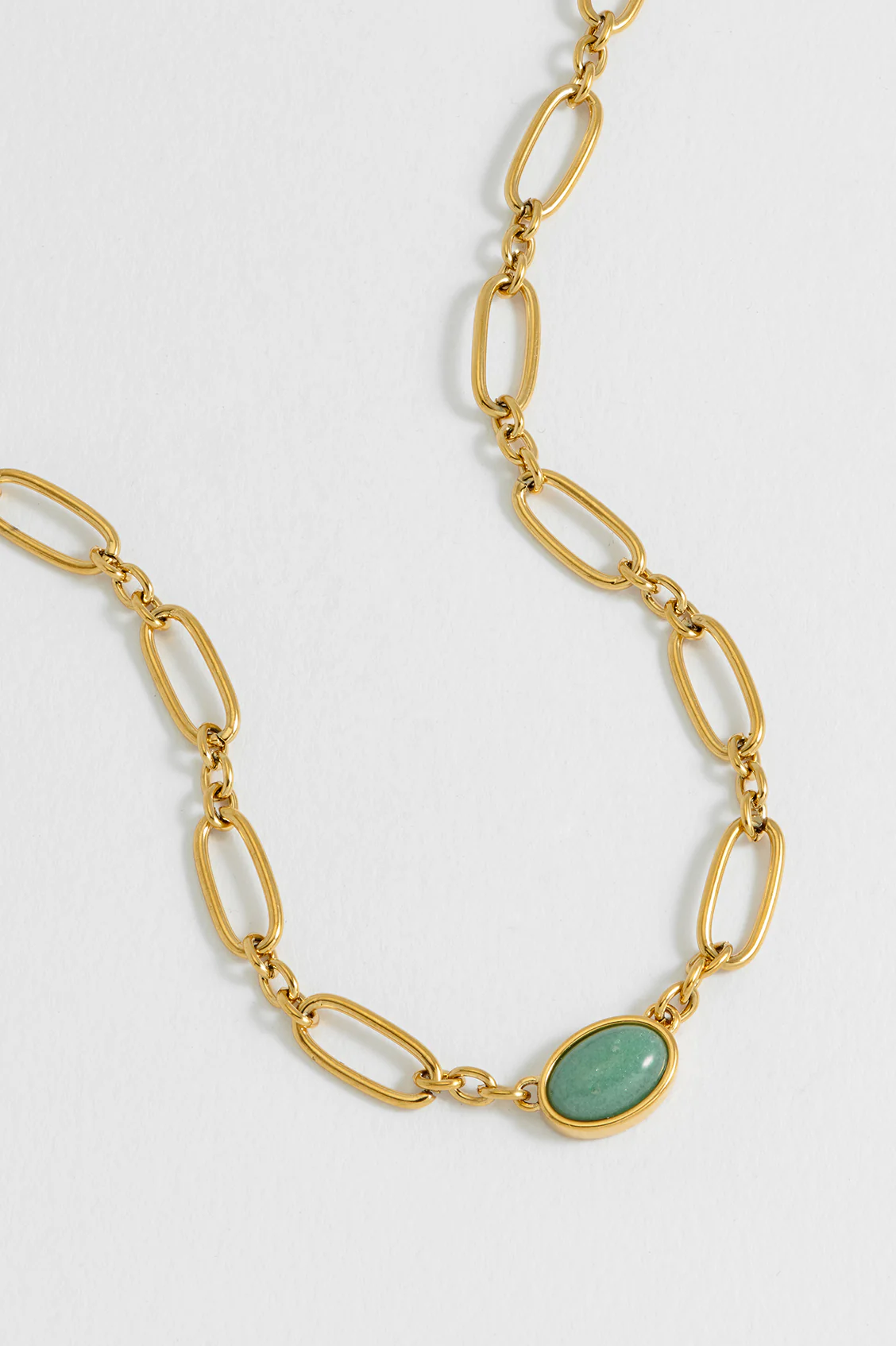 Green Aventurine Cabochon Chain Necklace - Image 4