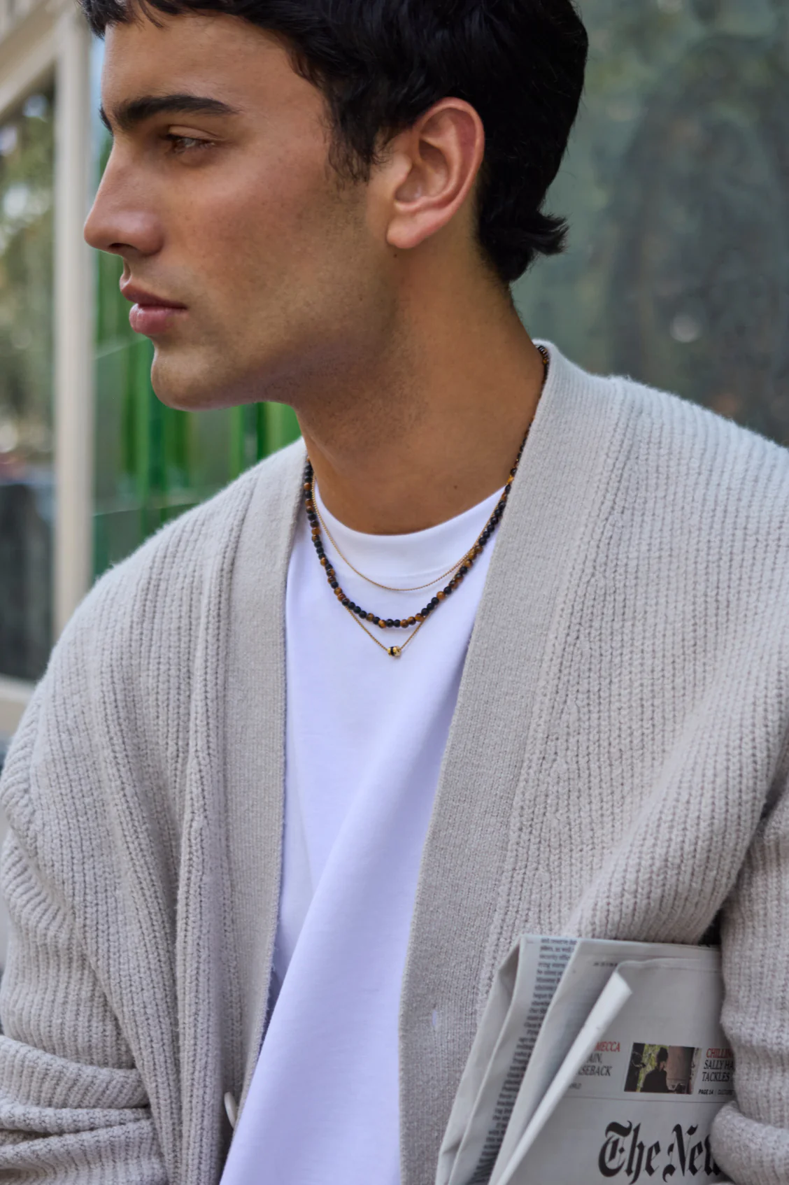 Men's Tiger's Eye And Black Onyx Double Necklace - Image 2