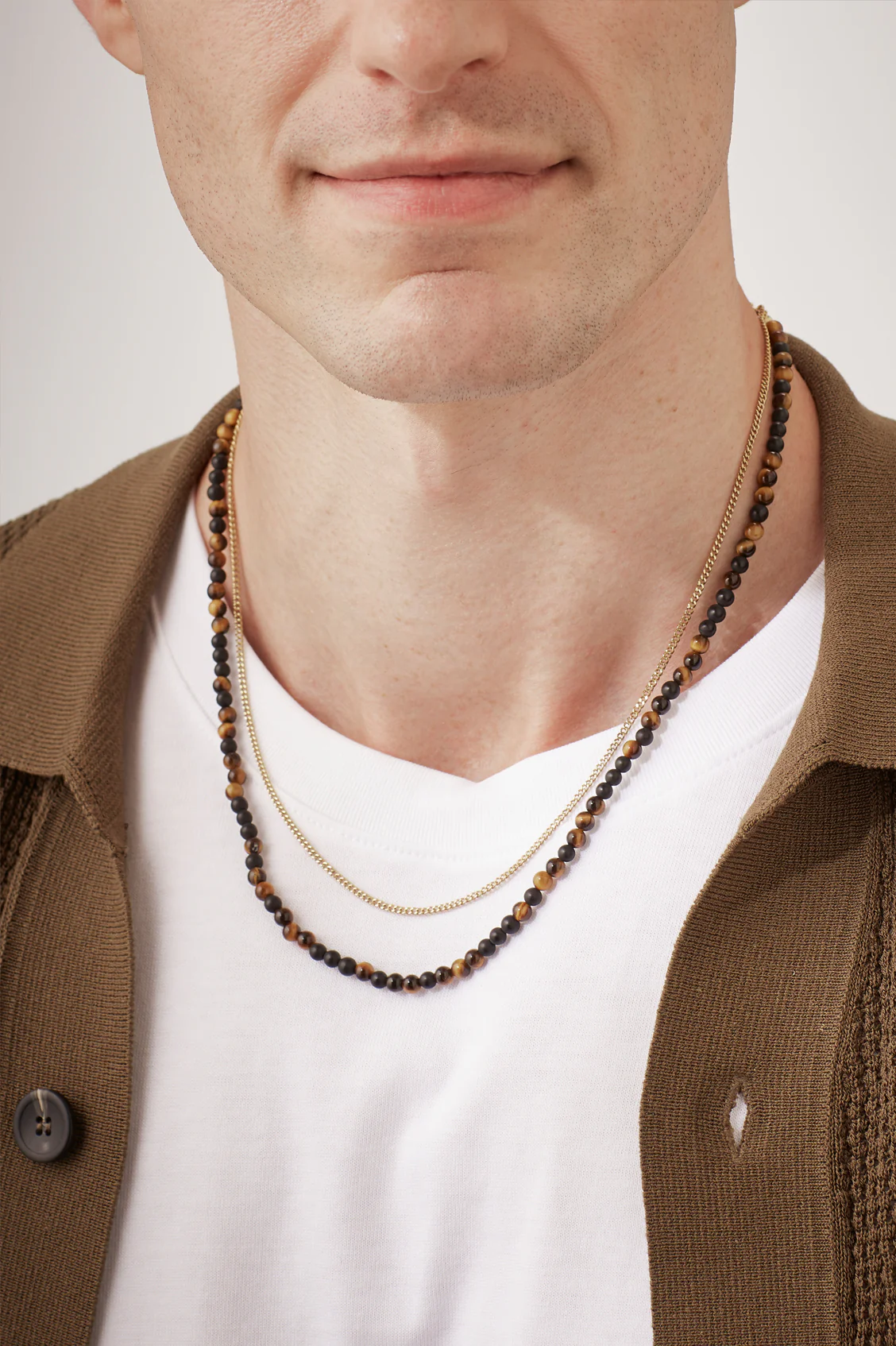 Men's Tiger's Eye And Black Onyx Double Necklace - Image 5
