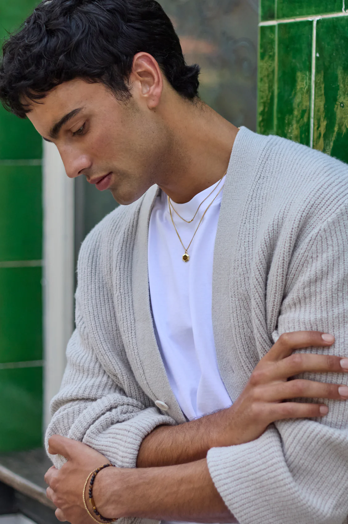 Men's Tiger's Eye Hexagon Curb Chain Necklace - Image 2