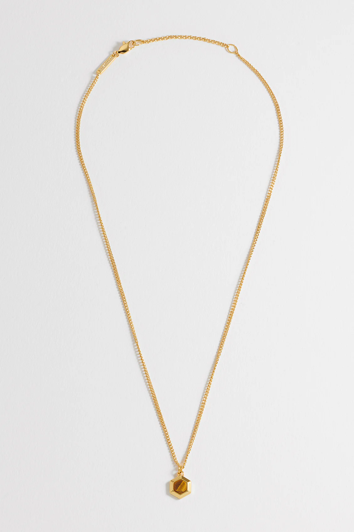 Men's Tiger's Eye Hexagon Curb Chain Necklace - Image 4