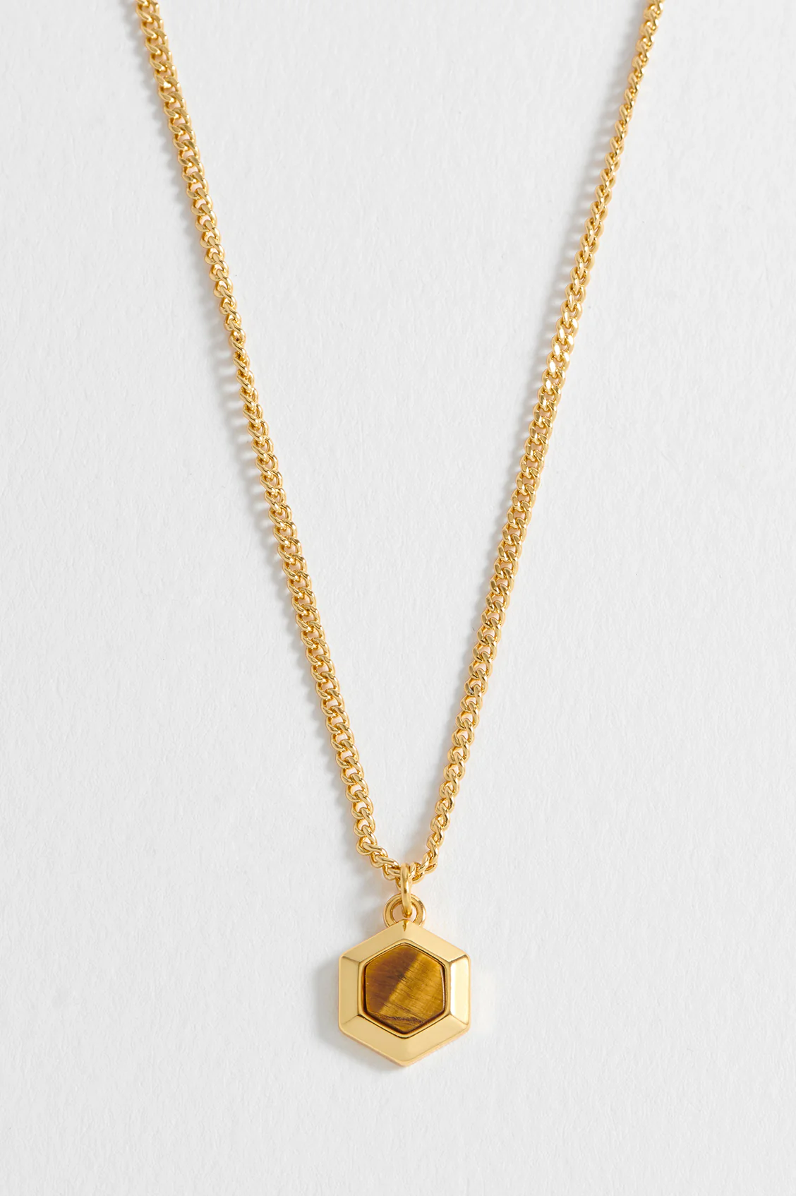 Men's Tiger's Eye Hexagon Curb Chain Necklace - Image 6