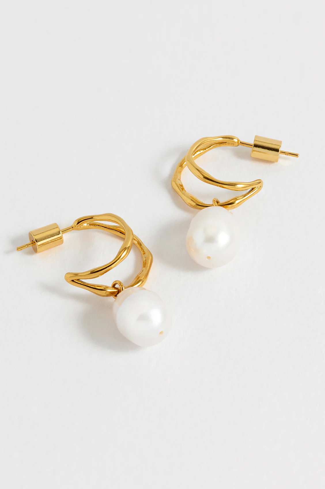 Molton Pearl Double Hoop Earrings - Image 4