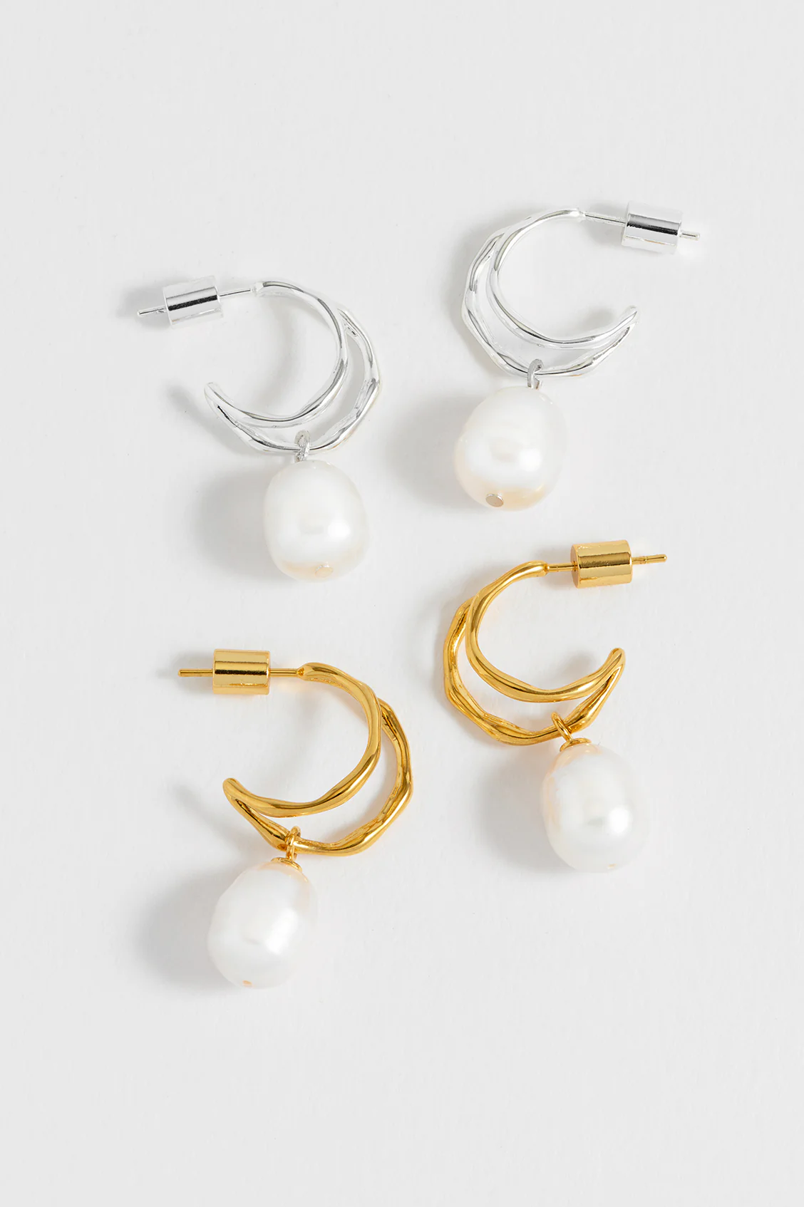 Molton Pearl Double Hoop Earrings - Image 5
