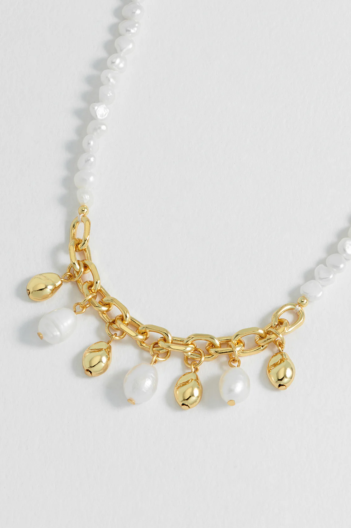 Pearl and Molten Pebble Charm Necklace - Image 5
