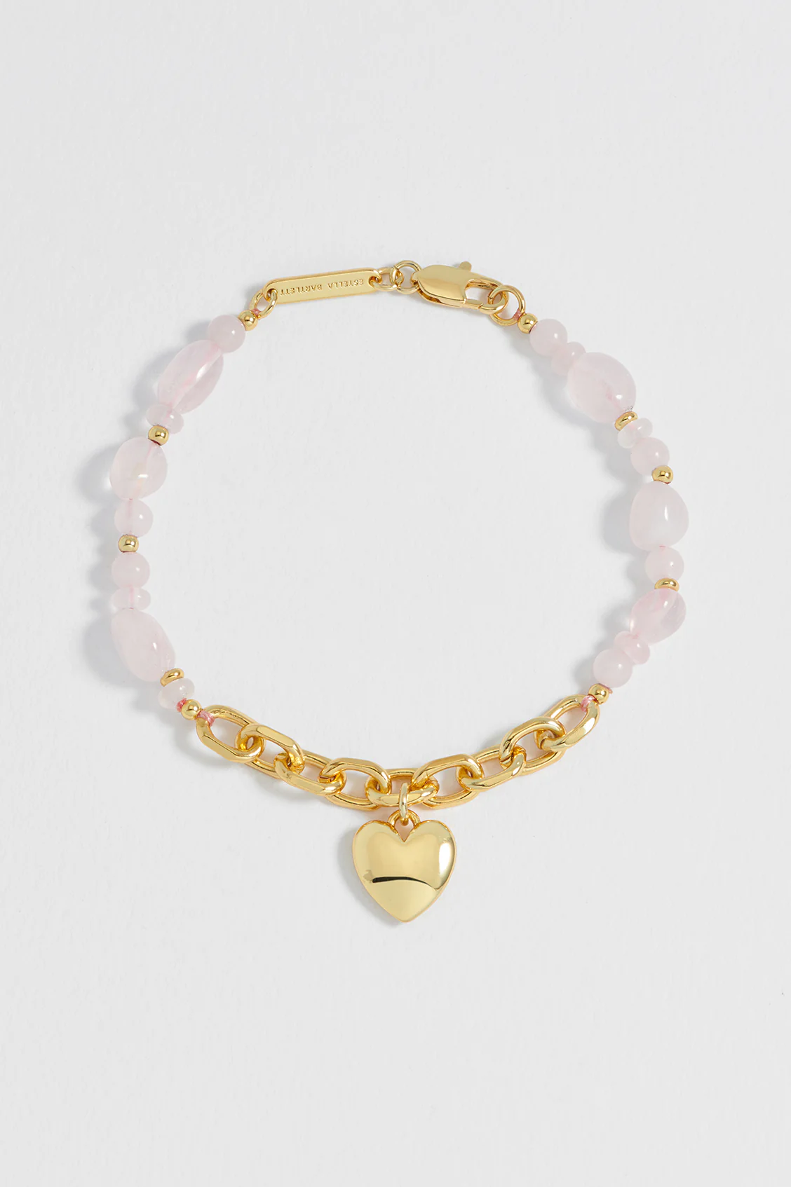 Pink Gemstone Heart Charm Bracelet