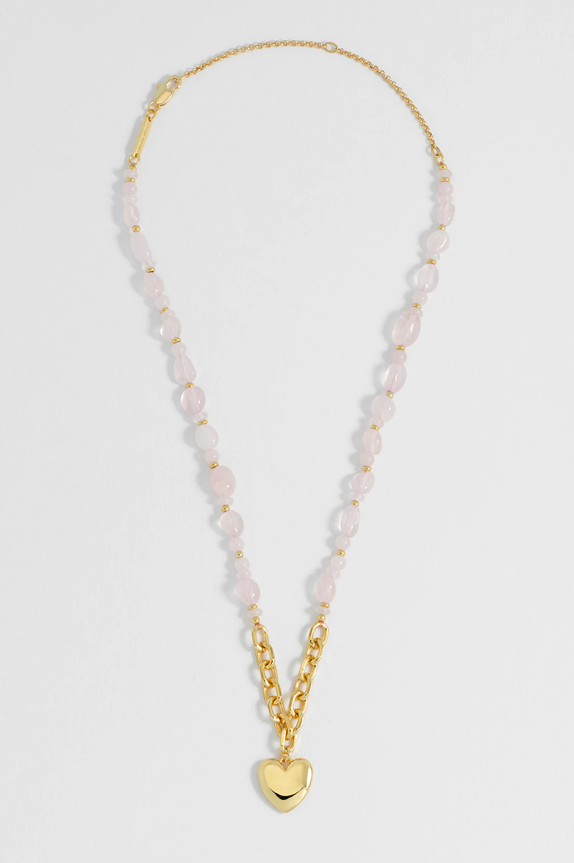 Pink Gemstone Heart Charm Necklace