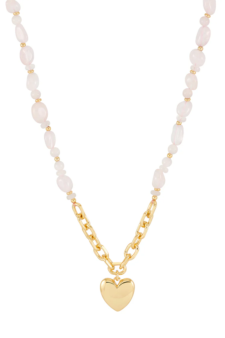 Pink Gemstone Heart Charm Necklace - Image 3