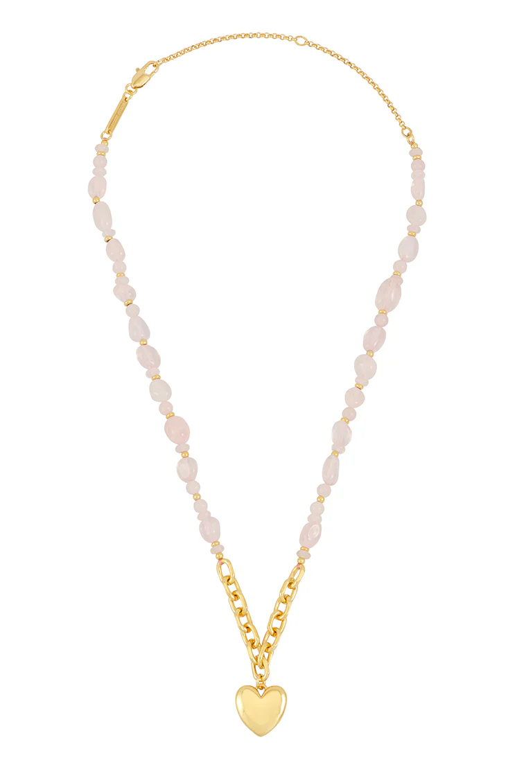 Pink Gemstone Heart Charm Necklace - Image 7