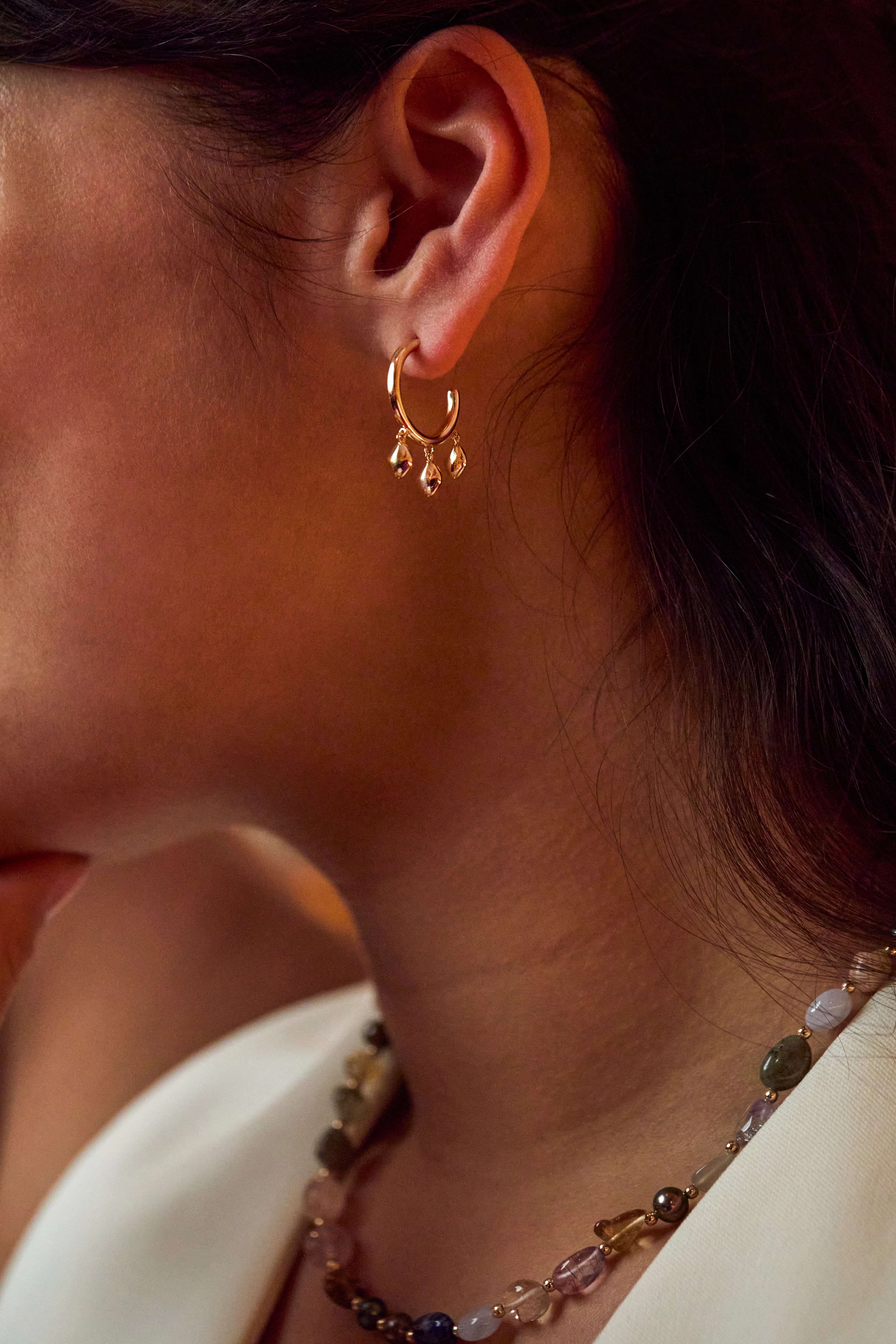 Triple Pebble Hoop Earrings - Image 2