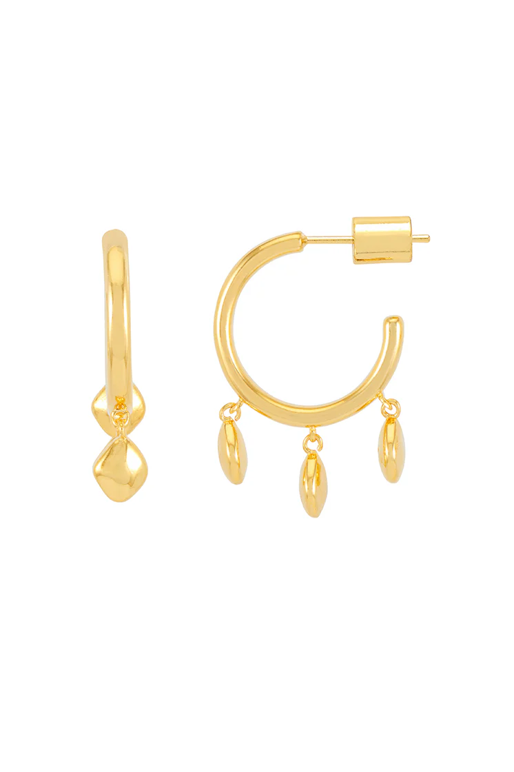 Triple Pebble Hoop Earrings - Image 3