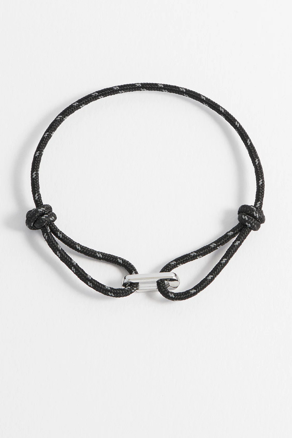 Men's Black And Grey Single Link Carabiner Cord Bracelet