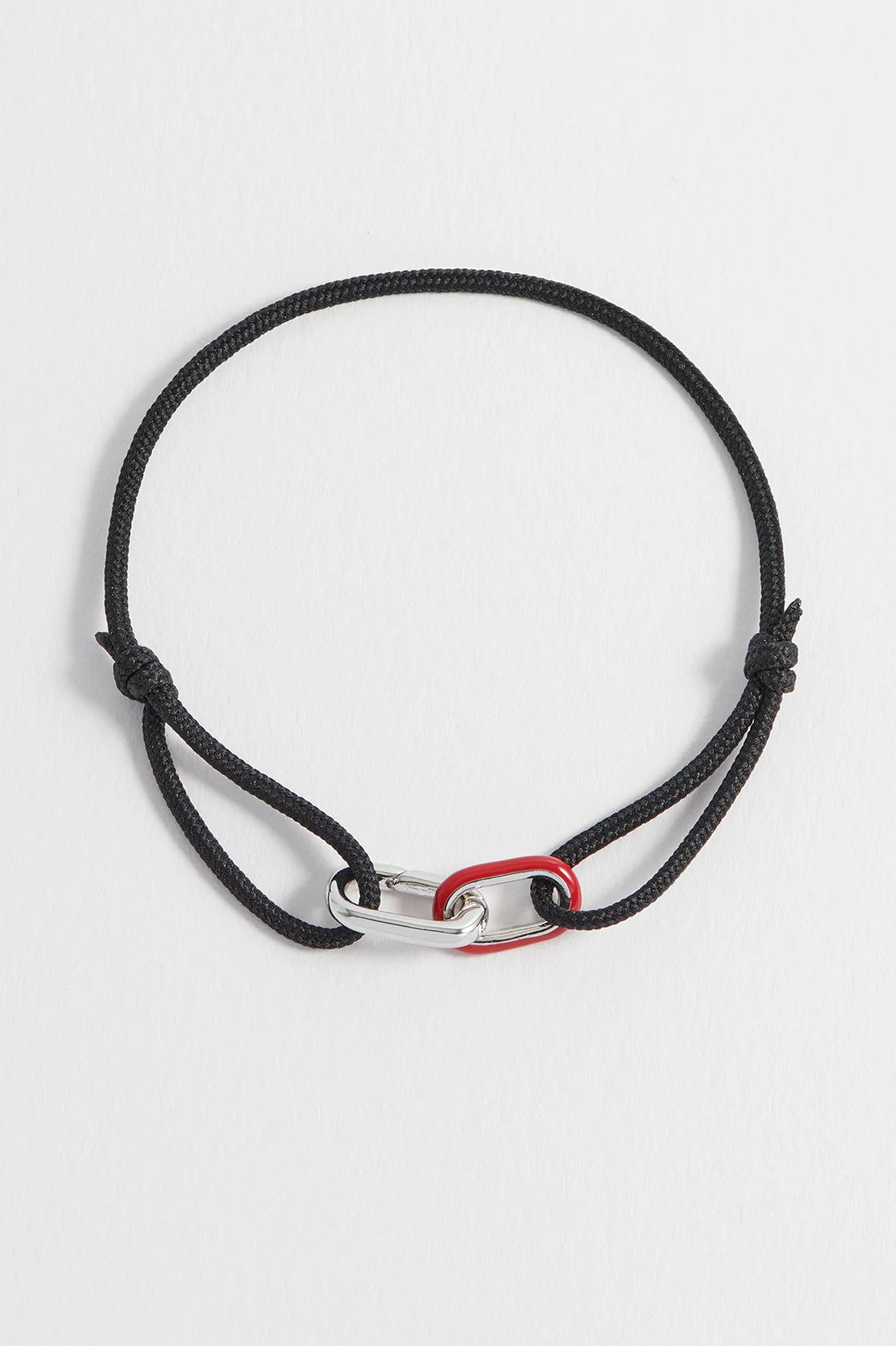 Men's Black and Red Double Link Carabiner Cord Bracelet