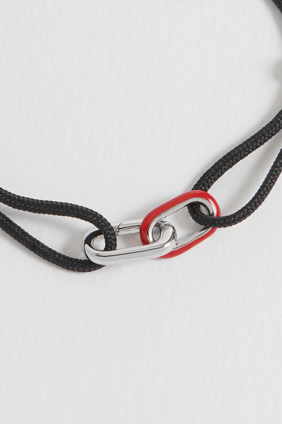 Men's Black and Red Double Link Carabiner Cord Bracelet - Image 4