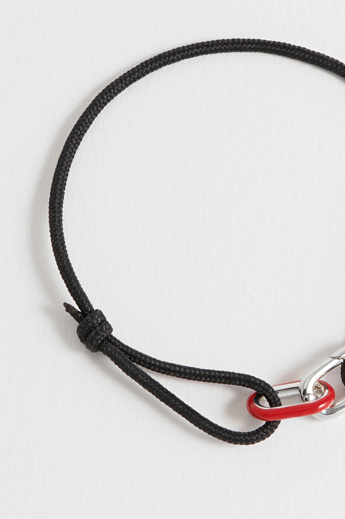 Men's Black and Red Double Link Carabiner Cord Bracelet - Image 6
