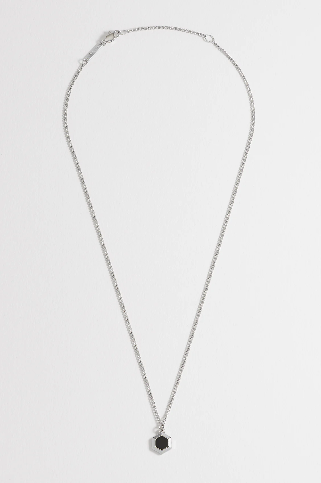 Men's Black Onyx Hexagon Curb Chain Necklace - Image 4