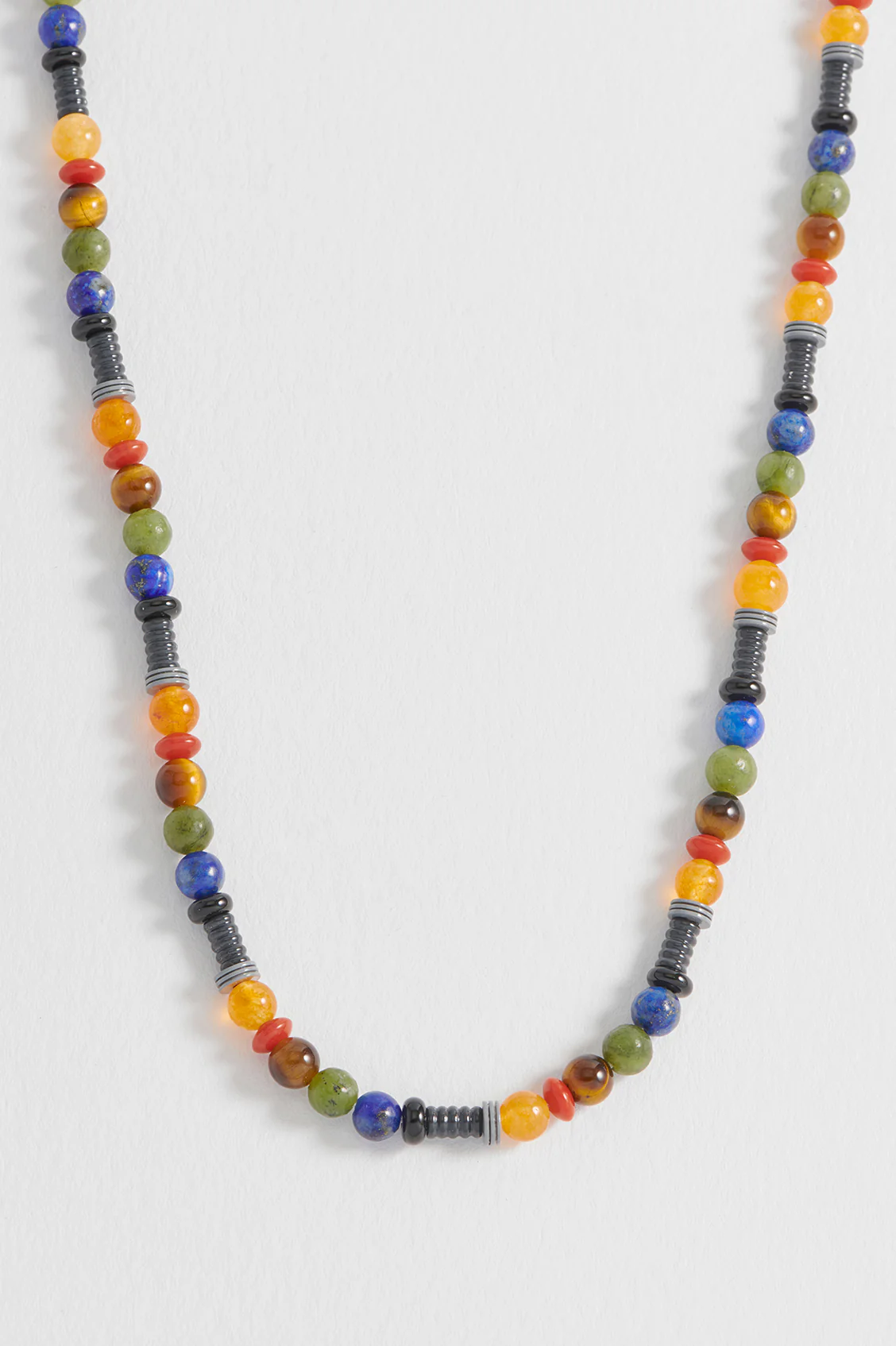 Men's Mixed Gemstone And Acrylic Beaded Necklace - Image 5