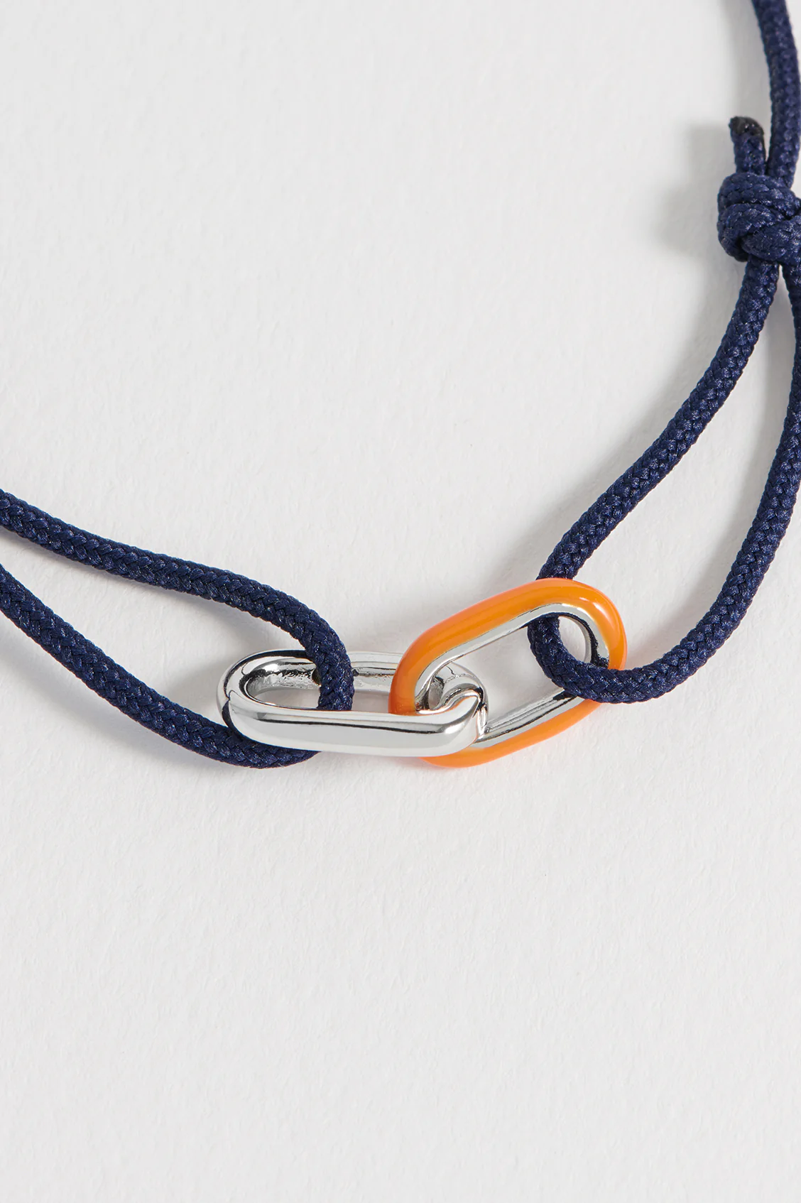 Men's Navy and Orange Double Link Carabiner Cord Bracelet - Image 4