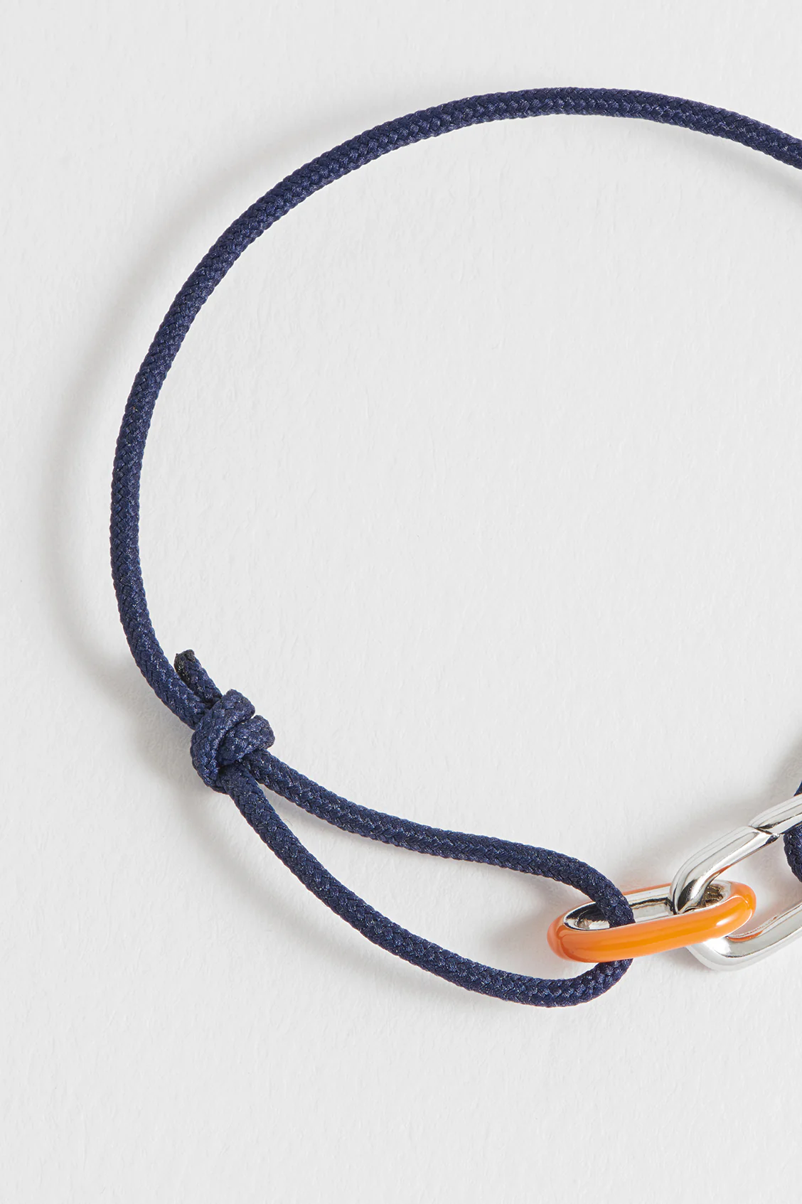 Men's Navy and Orange Double Link Carabiner Cord Bracelet - Image 6