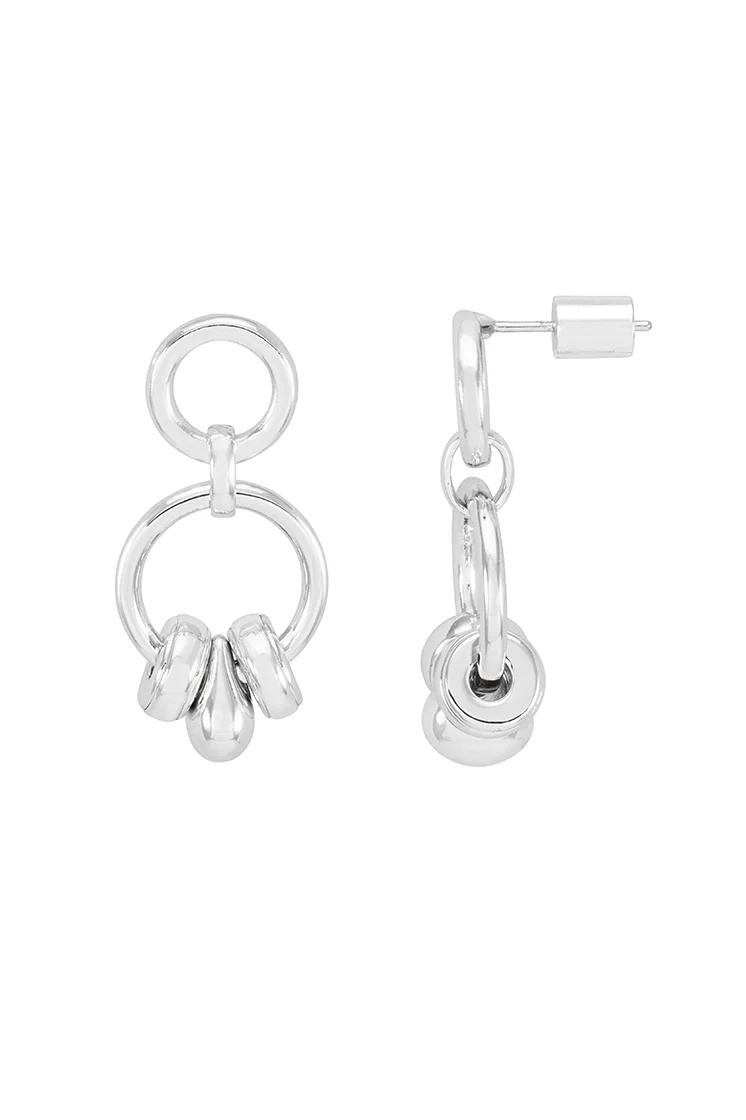 Beaded Circle Drop Earrings - Image 3